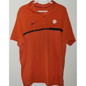 Nike Dri-Fit Clemson Tigers Polo Shirt Men's Size XL Extra Large Orange Purple